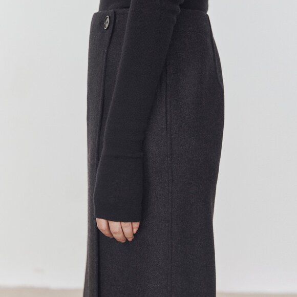 CHICJOC High-End 100% Wool Midi Wrap Skirt w/ Silk Waistband – Size 38 in grey - Picture 4 of 12